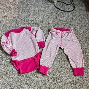Patagonia Pink and White Striped Baby Capilene midweight polartec
